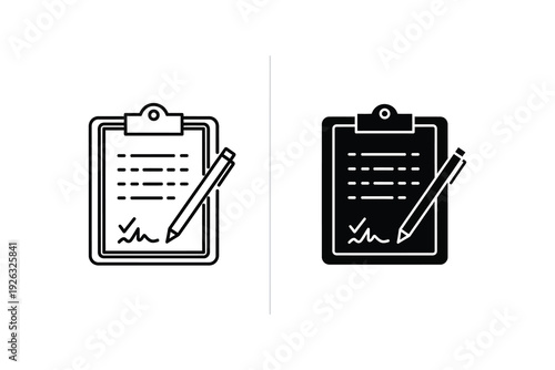 Signature and Pen Icon Set: Signing Documents Digitally or Physically