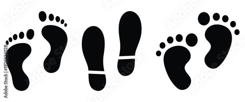 Hand drawn human footprint icon vector set designed for t-shirt designs, websites, signifying spa treatments and flat vector illustration use.