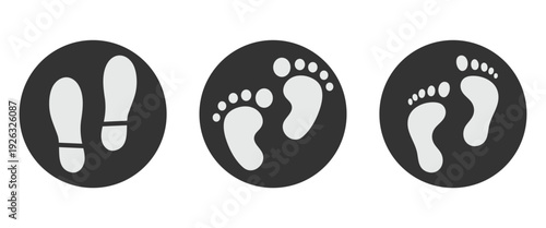 Hand drawn human footprint icon vector set designed for t-shirt designs, websites, signifying spa treatments and flat vector illustration use.