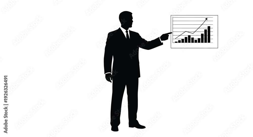 Fototapeta premium Businessman presenting a chart with a rising graph indicating business growth and success