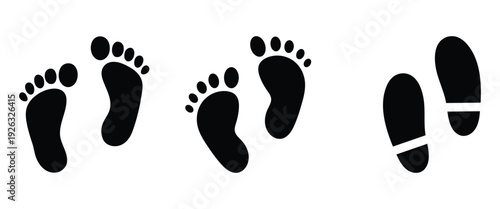 Flat vector footprint icon isolated on a white background are used in digital and print media and Representing podiatry services. Vector illustration.