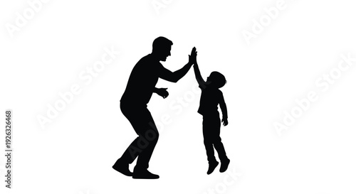 Father and daughter giving each other a high five in vector graphic illustration
