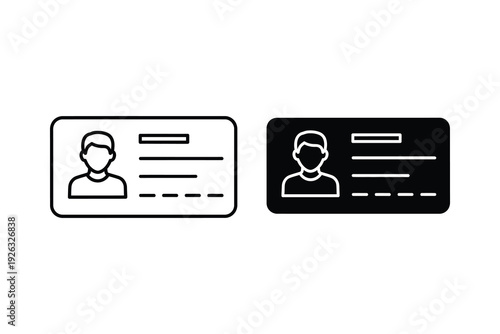 ID Card Icon: Outline and Silhouette for Identification and Access
