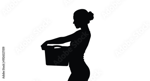 Woman holding a briefcase in a simple vector graphic illustration
