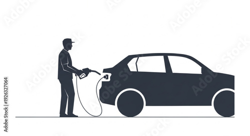 Man Refueling Car at Gas Station.