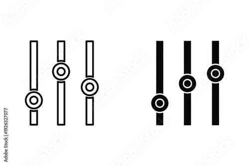 Slider controls in outline and solid black for settings and adjustments.