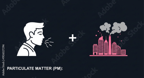 Man Coughing with City Pollution.