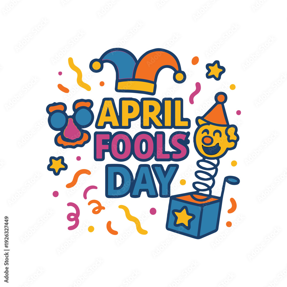 Fototapeta premium April Fools’ Day Cartoon Illustration – Festive Celebration Design