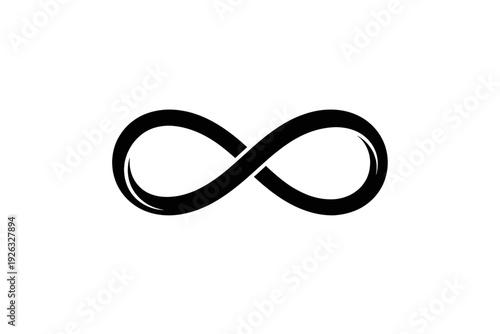Stylized Black Infinity Symbol Vector Graphic on Clean White Background: A Timeless Representation of Eternity, Limitless Possibilities, Everlasting Love, and Infinite Connections for Diverse Design P