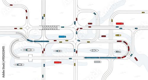 Detailed road map illustration showcasing traffic flow and infrastructure design.