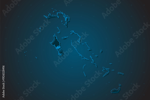 Vector map of Bahamas on the radar screen