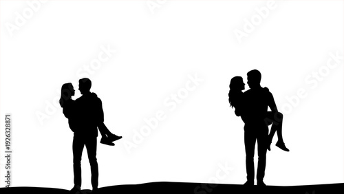 silhouette of a man carrying his lover