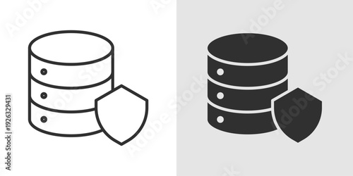 Server Shield Icon representing server protection, cybersecurity, and secure data management. Stroke, filled, and colored vector illustration.