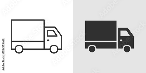 Delivery Truck Icon representing logistics, shipping, and transportation services. Stroke, filled, and colored vector illustration.