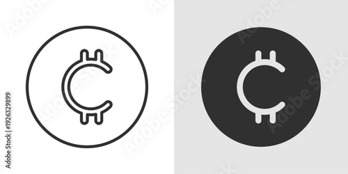 Digital Coin Icon representing cryptocurrency, blockchain assets, and online transactions. Stroke, filled, and colored vector illustration.