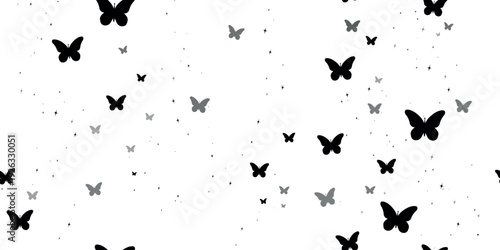 Seamless butterfly pattern. A repetitive cute background with hand-drawn butterflies, star. The repetitive design of modern background.  simple pattern of print, paper,  textile. art vector