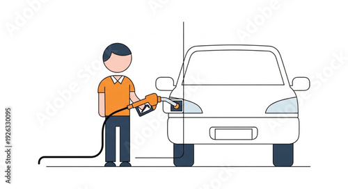 Man Refueling Car at Gas Station.