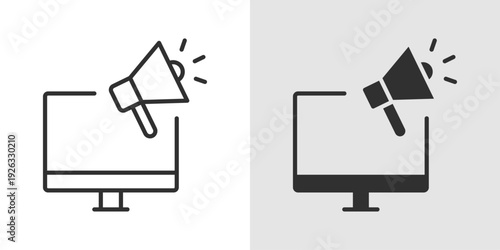 Digital Marketing Icon representing online campaigns, social media promotion, and business growth strategy. Stroke, filled, and colored vector illustration.