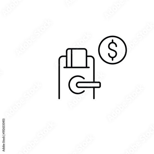 Digital door lock and dollar. Security and protection costs. Pixel perfect, editable stroke vector icon