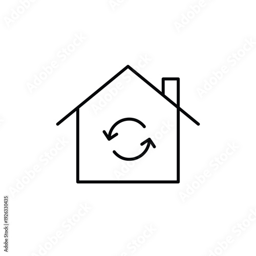 House and renew arrows. Smart home system update and maintenance, real estate. Pixel perfect, editable stroke vector icon