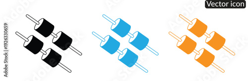 Marshmallow glyph icon. Vibrant marshmallow icons in black, blue, and orange for web design