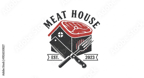 Meat House Logo Steakhouse Restaurant.