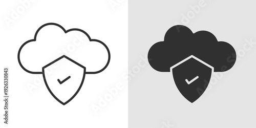 Secure Cloud Icon representing protected cloud storage, encrypted data, and cybersecurity. Stroke, filled, and colored vector illustration.