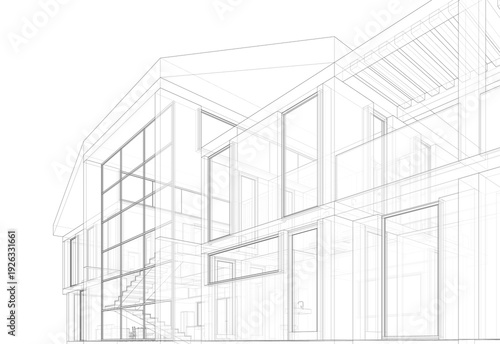 architectural drawings 3d illustration