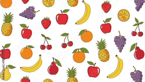 Colorful Assorted Fruits Pattern.