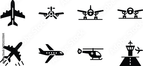 Collection of various aircraft and helicopter silhouettes