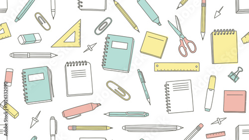 Colorful Stationery Items and Office Supplies.