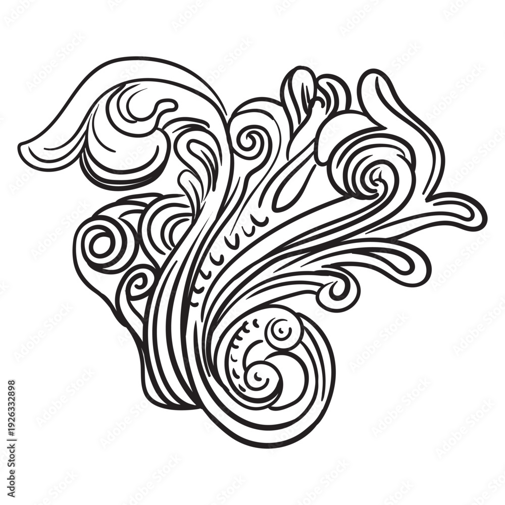 Fototapeta premium Floral monogram elegant baroque design element illustration