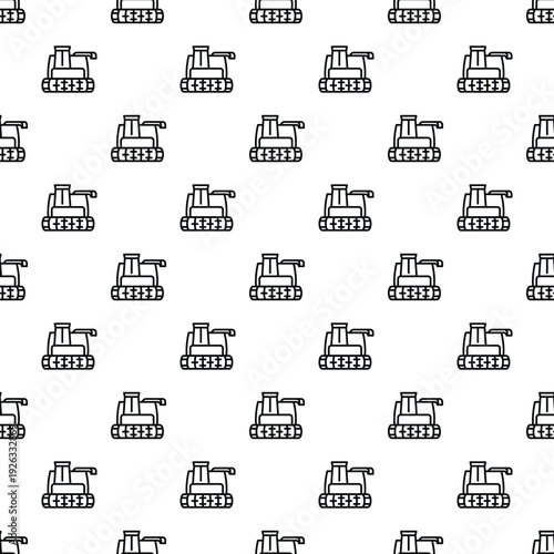 Combine harvester agricultural machinery creating a seamless pattern on a white background