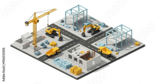 Miniature Construction Site Model Display.
