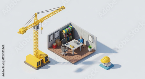 Miniature Construction Site with Crane.