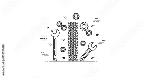 Mechanical Tools and Gears Illustration.