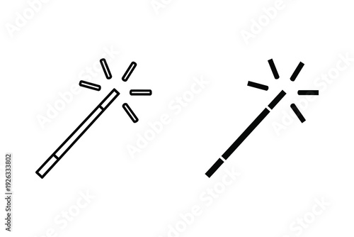 Magic Wand Icon Set with Sparkles