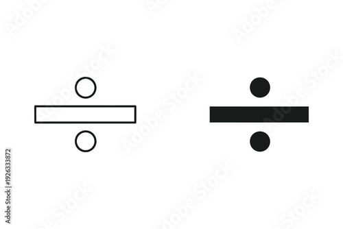 Division Symbol Icon Set: Outline and Solid Math Operations for Education and Design