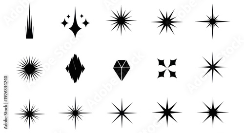Collection of Starburst Sparkle and Diamond Icons.