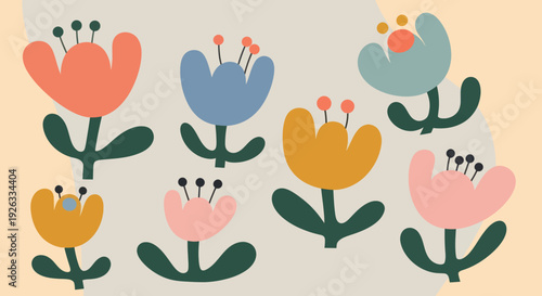 Colorful Abstract Flowers Collection with Unique Petal Shapes and Vibrant Hues.