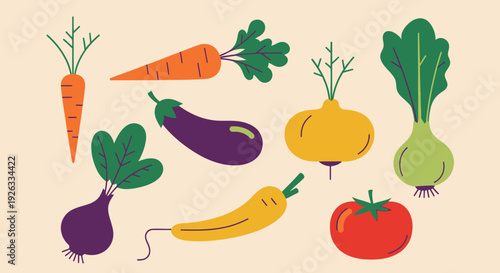 Colorful Assortment of Freshly Harvested Root Vegetables and Produce.