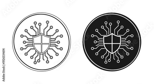 Cyber Security Shield Circuit Board Icon.