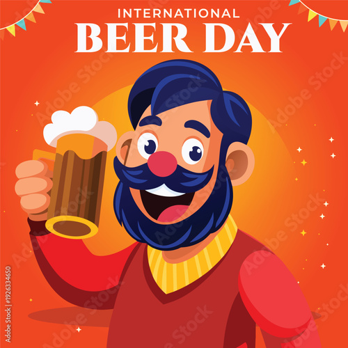 Vector illustration of international beer day social media template