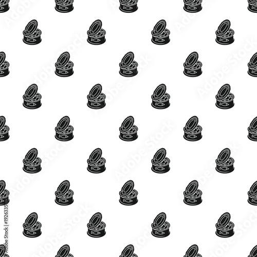 Seamless pattern of open fish cans containing sardines