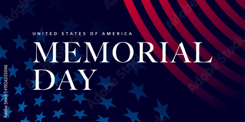 US Memorial Day banner, American flag abstract background