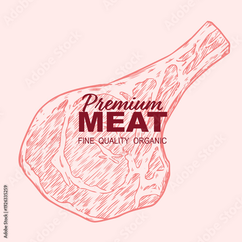 Hand drawn Butchery quality meat outline drawing illustration