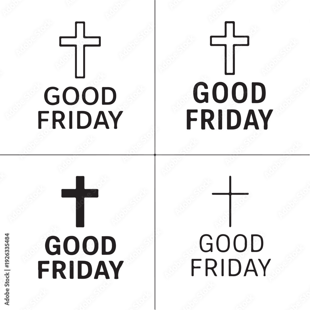 Fototapeta premium Isolated Good Friday Religious Banner Icon, Good friday church spiritual awareness campaign, Good friday faith based promotion design, christian marketing vector illustration