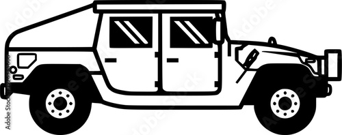 Monochrome military transport vehicle 