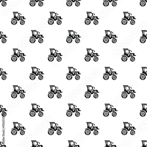 Tractor icon repeating as a seamless pattern representing farm machinery