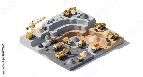 Miniature Construction Site with Vehicles.